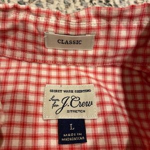 JCrew, men’s button down red gingham shirt, classic large, great condition
